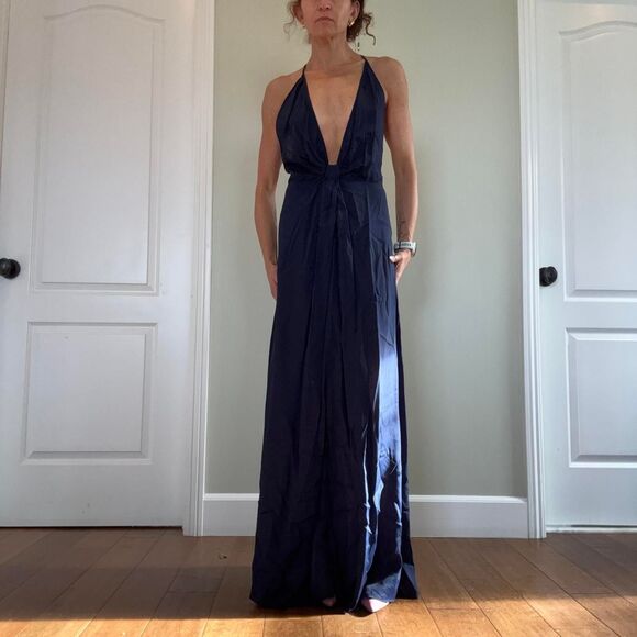 reformation navy blue dress Rent Pernille Silk Maxi Dry clean Reformation | Dresses | Reformation